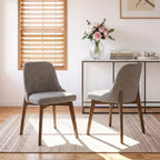 PexFix Chaises de salle à manger rembourrées en bois massif, lot de 2, chaises d'appoint de cuisine en tissu de style Mid-Century avec dossier ergonomique et revêtement en lin respirant