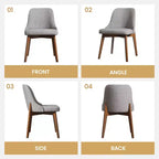 PexFix Chaises de salle à manger rembourrées en bois massif, lot de 2, chaises d'appoint de cuisine en tissu de style Mid-Century avec dossier ergonomique et revêtement en lin respirant