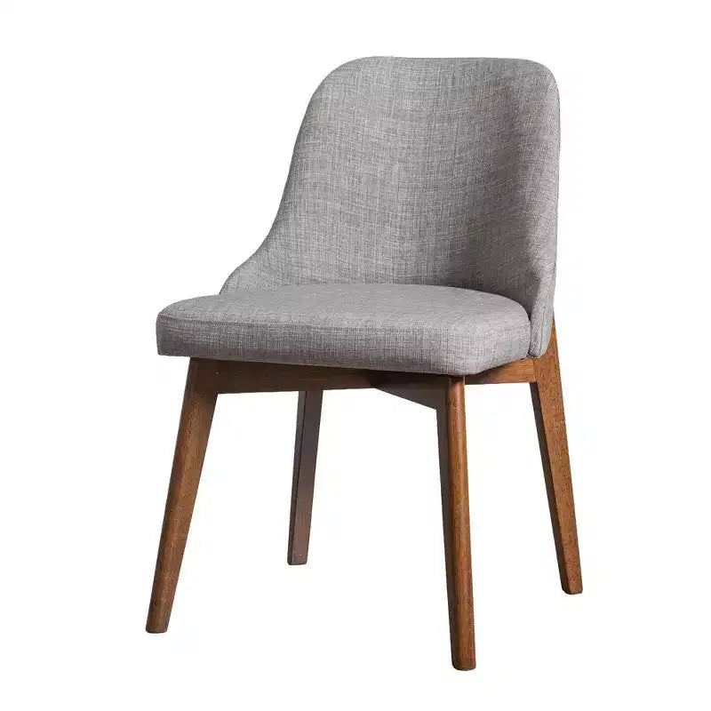 PexFix Chaises de salle à manger rembourrées en bois massif, lot de 2, chaises d'appoint de cuisine en tissu de style Mid-Century avec dossier ergonomique et revêtement en lin respirant