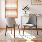 PexFix Chaises de salle à manger rembourrées en bois massif, lot de 2, chaises d'appoint de cuisine en tissu de style Mid-Century avec dossier ergonomique et revêtement en lin respirant