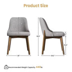 PexFix Chaises de salle à manger rembourrées en bois massif, lot de 2, chaises d'appoint de cuisine en tissu de style Mid-Century avec dossier ergonomique et revêtement en lin respirant