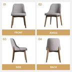 PexFix Chaises de salle à manger rembourrées en bois massif, lot de 2, chaises d'appoint de cuisine en tissu de style Mid-Century avec dossier ergonomique et revêtement en lin respirant