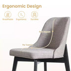 PexFix Chaises de salle à manger rembourrées en bois massif, lot de 2, chaises d'appoint de cuisine en tissu de style Mid-Century avec dossier ergonomique et revêtement en lin respirant