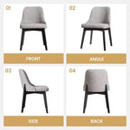 PexFix Chaises de salle à manger rembourrées en bois massif, lot de 2, chaises d'appoint de cuisine en tissu de style Mid-Century avec dossier ergonomique et revêtement en lin respirant