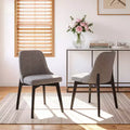 PexFix Solid Wood Upholstered Dining Chairs Set of 2 Mid-Century Modern Fabric Kitchen Side Chairs with Ergonomic Backrest Breathable Linen Upholstery