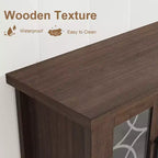 Meuble TV rustique de 70 pouces, meuble de divertissement style ferme avec porte en verre, armoires de rangement, tiroirs, console multimédia moderne pour salon