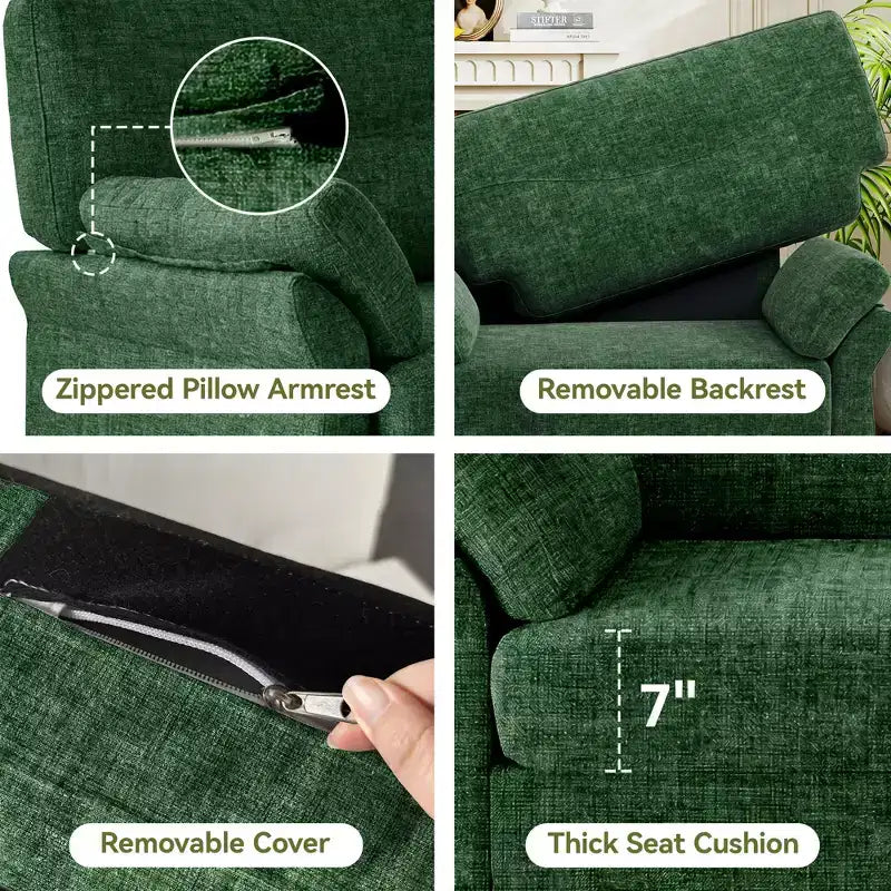 Dyonery 44.5 Fauteuil d'appoint surdimensionné, Fauteuil de lecture confortable en chenille très grand pour salon, chambre, appartement, assemblage sans outils