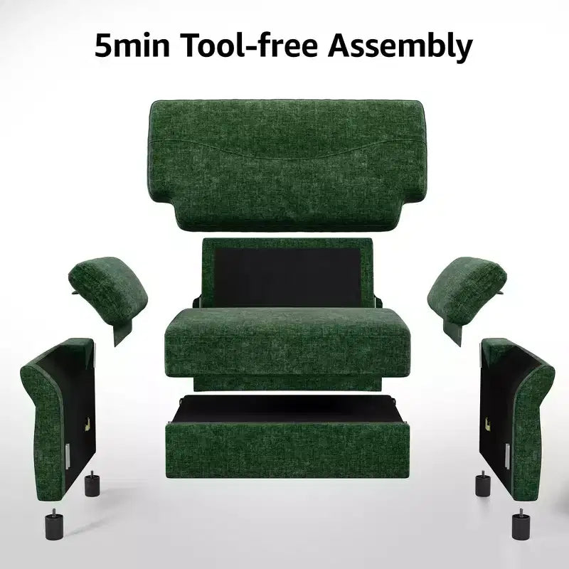 Dyonery 44.5 Fauteuil d'appoint surdimensionné, Fauteuil de lecture confortable en chenille très grand pour salon, chambre, appartement, assemblage sans outils