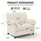 Dyonery 44.5 Fauteuil d'appoint surdimensionné, Fauteuil de lecture confortable en chenille très grand pour salon, chambre, appartement, assemblage sans outils