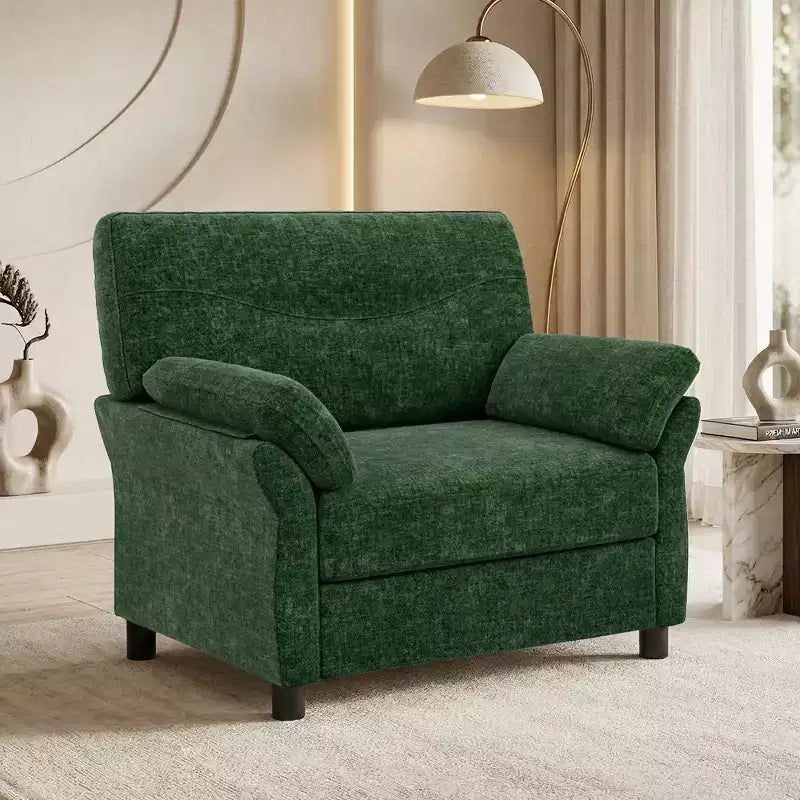 Dyonery 44.5 Fauteuil d'appoint surdimensionné, Fauteuil de lecture confortable en chenille très grand pour salon, chambre, appartement, assemblage sans outils
