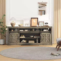 66 Farmhouse TV Console for 75 TV, Entertainment Center with Barn Doors, Semi-Open Storage and Adjustable Shelf