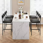 Ensemble de salle à manger rectangulaire 5 pièces pour 4 personnes, table en métal et bois avec 4 chaises rembourrées, cuisine et salle à manger, marron rustique