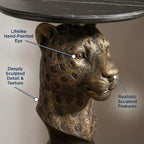 Table d'appoint Tête de Léopard, Table Basse Statue Animale pour Décoration de Salon