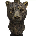 Table d'appoint Tête de Léopard, Table Basse Statue Animale pour Décoration de Salon