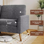Canapé 2 places en velours côtelé Dyonery 68 avec coussins à ressorts, cadre en bois massif, assise profonde pour salon et chambre