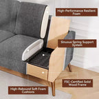 Canapé 2 places en velours côtelé Dyonery 68 avec coussins à ressorts, cadre en bois massif, assise profonde pour salon et chambre