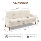 Canapé 2 places en velours côtelé Dyonery 68 avec coussins à ressorts, cadre en bois massif, assise profonde pour salon et chambre