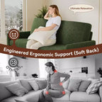 Canapé 2 places en velours côtelé Dyonery 68 avec coussins à ressorts, cadre en bois massif, assise profonde pour salon et chambre