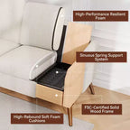 Canapé 2 places en velours côtelé Dyonery 68 avec coussins à ressorts, cadre en bois massif, assise profonde pour salon et chambre