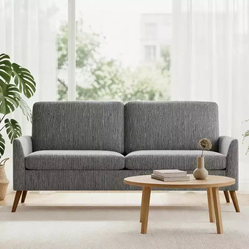 Canapé 2 places en velours côtelé Dyonery 68 avec coussins à ressorts, cadre en bois massif, assise profonde pour salon et chambre