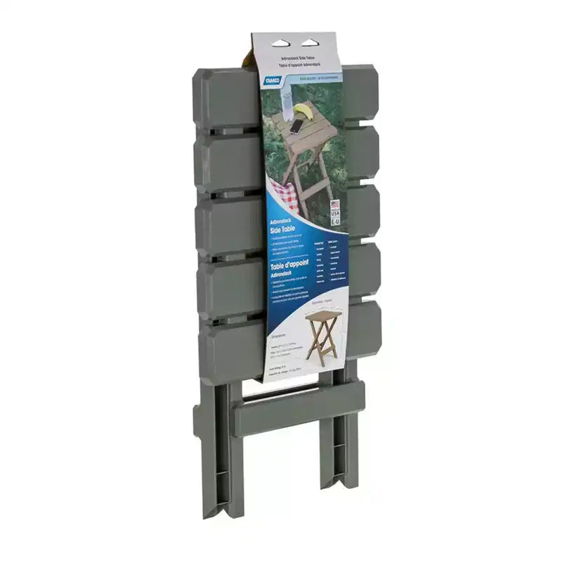 Camco Table d'appoint pliante portable Adirondack, petite, pour camping, résistante aux intempéries, antirouille, en plastique durable, pour utilisation intérieure et extérieure, coloris sauge