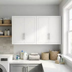 Dovelina 26H x 22W Armoire de rangement blanche moderne, armoire à pharmacie bleue, armoire murale de salle de bain pour salle de bain, buanderie, cuisine