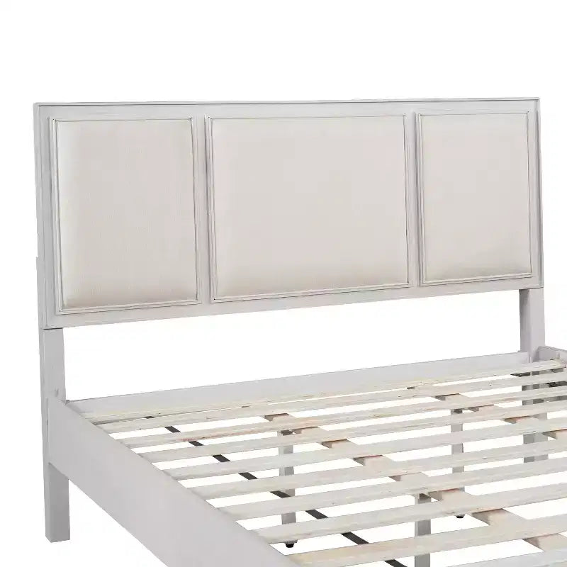 Cadre de Lit Plateforme Christopher Knight Home Madison Moderne Ferme en Bois avec Tête de Lit Rembourrée