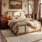 Cadre de Lit Plateforme Christopher Knight Home Madison Moderne Ferme en Bois avec Tête de Lit Rembourrée