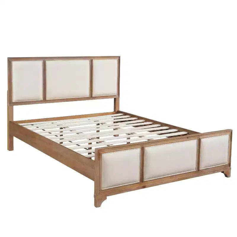 Cadre de Lit Plateforme Christopher Knight Home Madison Moderne Ferme en Bois avec Tête de Lit Rembourrée