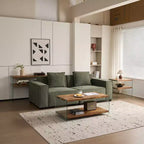 Table basse en MDF noyer avec plateau en verre trempé, table d'appoint moderne pour salon