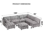 Canapé modulable en U GDFStudio Jeju 8 pièces, rembourré, avec rangement, 125''x 93, et ottoman