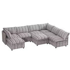 Canapé modulable en U GDFStudio Jeju 8 pièces, rembourré, avec rangement, 125''x 93, et ottoman