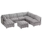Canapé modulable en U GDFStudio Jeju 8 pièces, rembourré, avec rangement, 125''x 93, et ottoman