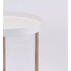 GDFStudio Bebi Table d'appoint ronde moderne en bois et métal avec rebord et panneau latéral en acrylique
