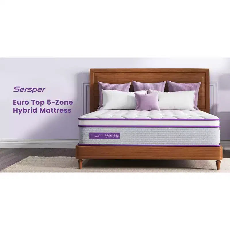 Sersper matelas hybride à ressorts et mousse à mémoire de forme 12 pouces - Compatible avec les lits plateformes, les sommiers tapissiers ou les lits à lattes