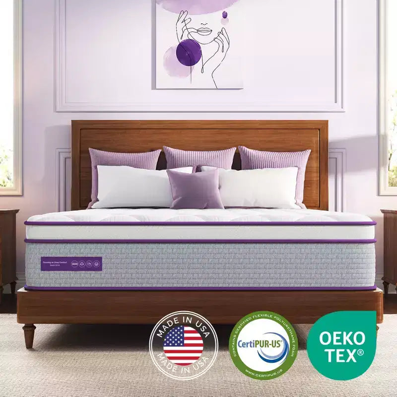 Sersper matelas hybride à ressorts et mousse à mémoire de forme 12 pouces - Compatible avec les lits plateformes, les sommiers tapissiers ou les lits à lattes