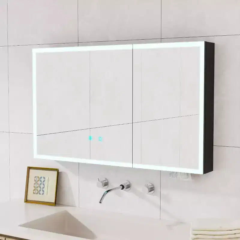 FAMYYT 39 in. W x 24 in. H Aluminum Medicine Cabinet with Mirror and Light, Anti-fog, Easy to install