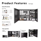 FAMYYT Armoire à pharmacie en aluminium de 99 cm L x 61 cm H avec miroir et éclairage, antibuée, facile à installer