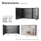 FAMYYT Armoire à pharmacie en aluminium de 99 cm L x 61 cm H avec miroir et éclairage, antibuée, facile à installer