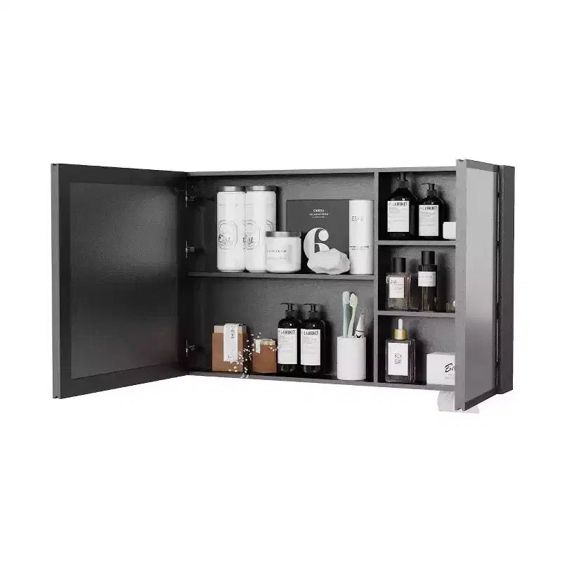 FAMYYT Armoire à pharmacie en aluminium de 99 cm L x 61 cm H avec miroir et éclairage, antibuée, facile à installer