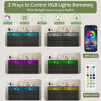 Commode double Dyonery à 6 tiroirs avec prise de courant et lumières LED, grand coffre de rangement avec étagères ouvertes, noir