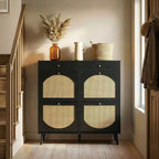 Karl Home Rattan Panel 2 Drawers 4 Flip-Drawer Shoe Cabinet Particleboard 41.34 W