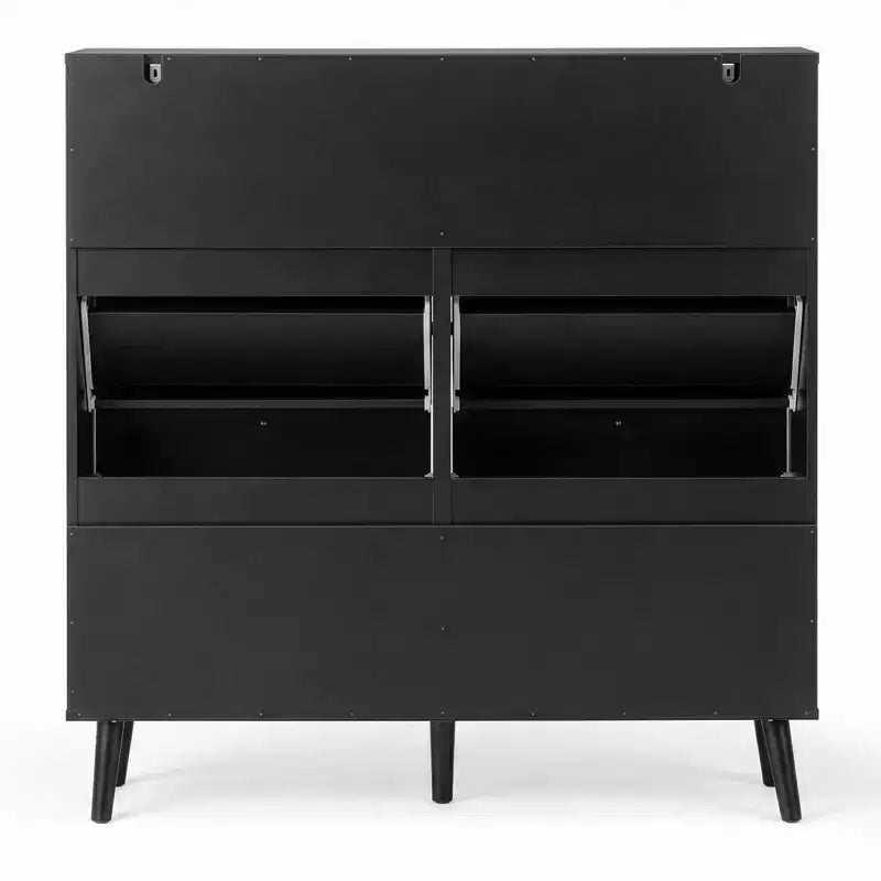 Karl Home Meuble à chaussures en rotin avec 2 tiroirs et 4 compartiments basculants en panneaux de particules 105 cm (L)