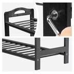 Karl Home Étagère à Chaussures Portable 4 Niveaux en Bambou 12 Lattes Noir 68 cm