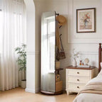 GDFStudio Emeka Modern 69H Full Length Mirror with Swivel Stand, Coat Rack and Mirror
