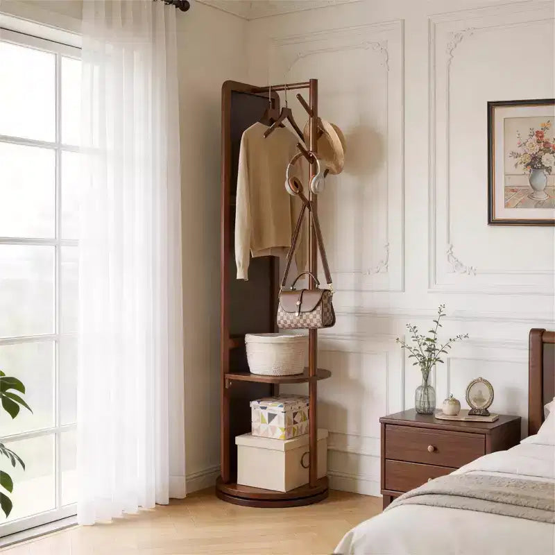 GDFStudio Emeka – Miroir moderne pleine longueur de 69 po avec pied pivotant, porte-manteau et miroir