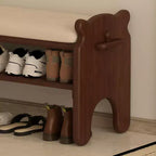 Banc GDFStudio Sue moderne en similicuir et hévéa avec porte-chaussures
