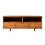 Meuble TV Mid-Century Modern à 3 tiroirs pour téléviseurs jusqu'à 65 po