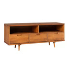 Meuble TV Mid-Century Modern à 3 tiroirs pour téléviseurs jusqu'à 65 po