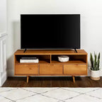 Meuble TV Mid-Century Modern à 3 tiroirs pour téléviseurs jusqu'à 65 po